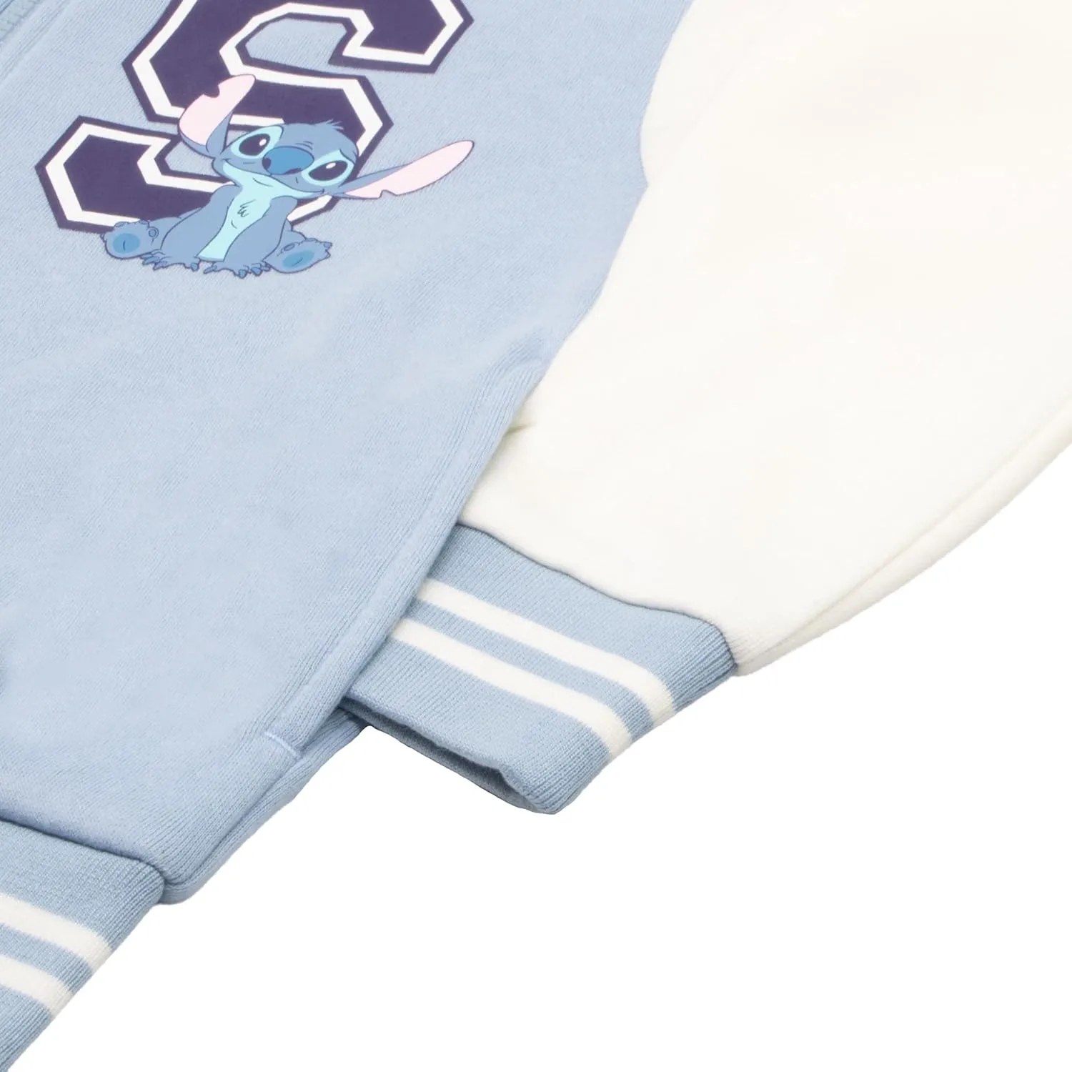Disney Lilo & Stitch Girl's Zip-Up Varsity Bomber Jacket - Casual Lightweight Coat with Stitch Graphic Print for Kids