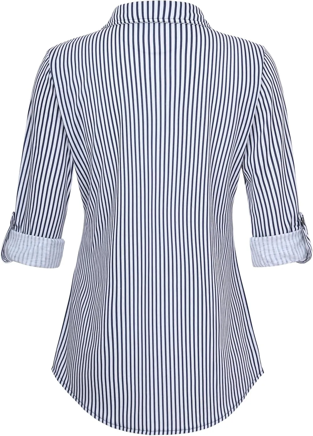 DJT Womens Soft Knitted Shirts Stretchy Roll Up Long Sleeve Dressy Casual Button Down Shirt Work Blouse Tops