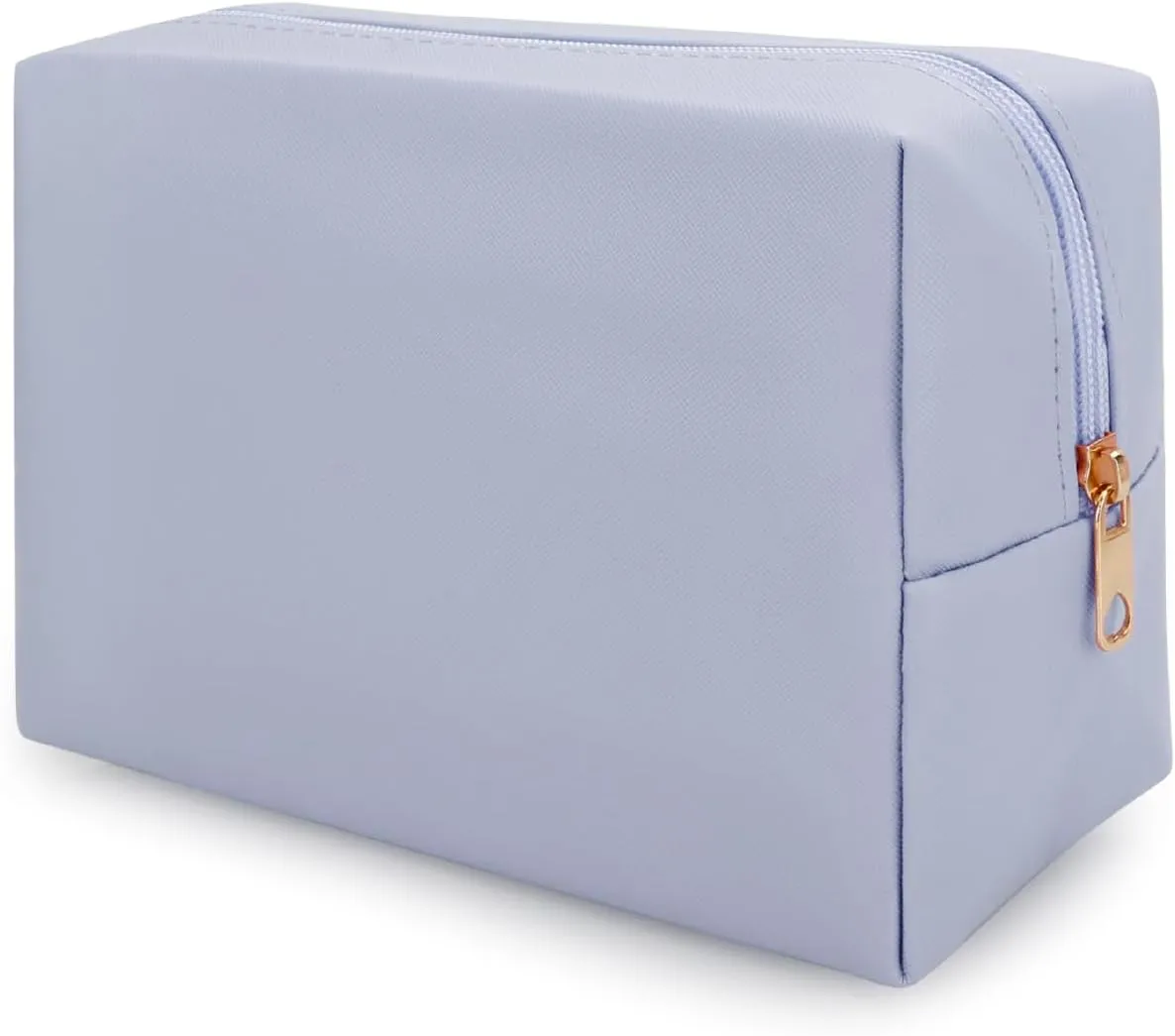 DOB SECHS PU Leather Cosmetic Bag Portable Toiletry Bag for Daily Use Cosmetic Organizer Water-resistant Make up Organizer Light Weight Travel Makeup Bag Cosmetic Pouch (Light Blue, L)