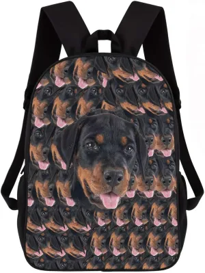 Doberman Dog Backpack, Dog Head Face Laptop Backpack, Bookbag, Daypack for Hiking Work Camping 17 Inch