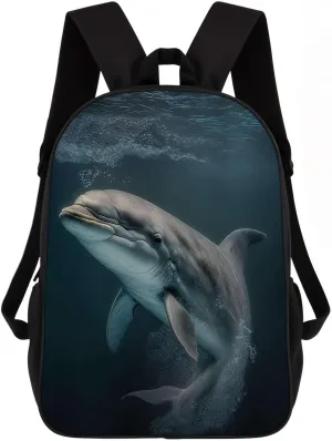 Dolphin Backpack Casual Daypack Wild Animal Print Laptop Bag Bookbag for Work Travel Hiking 17 Inch Style 2