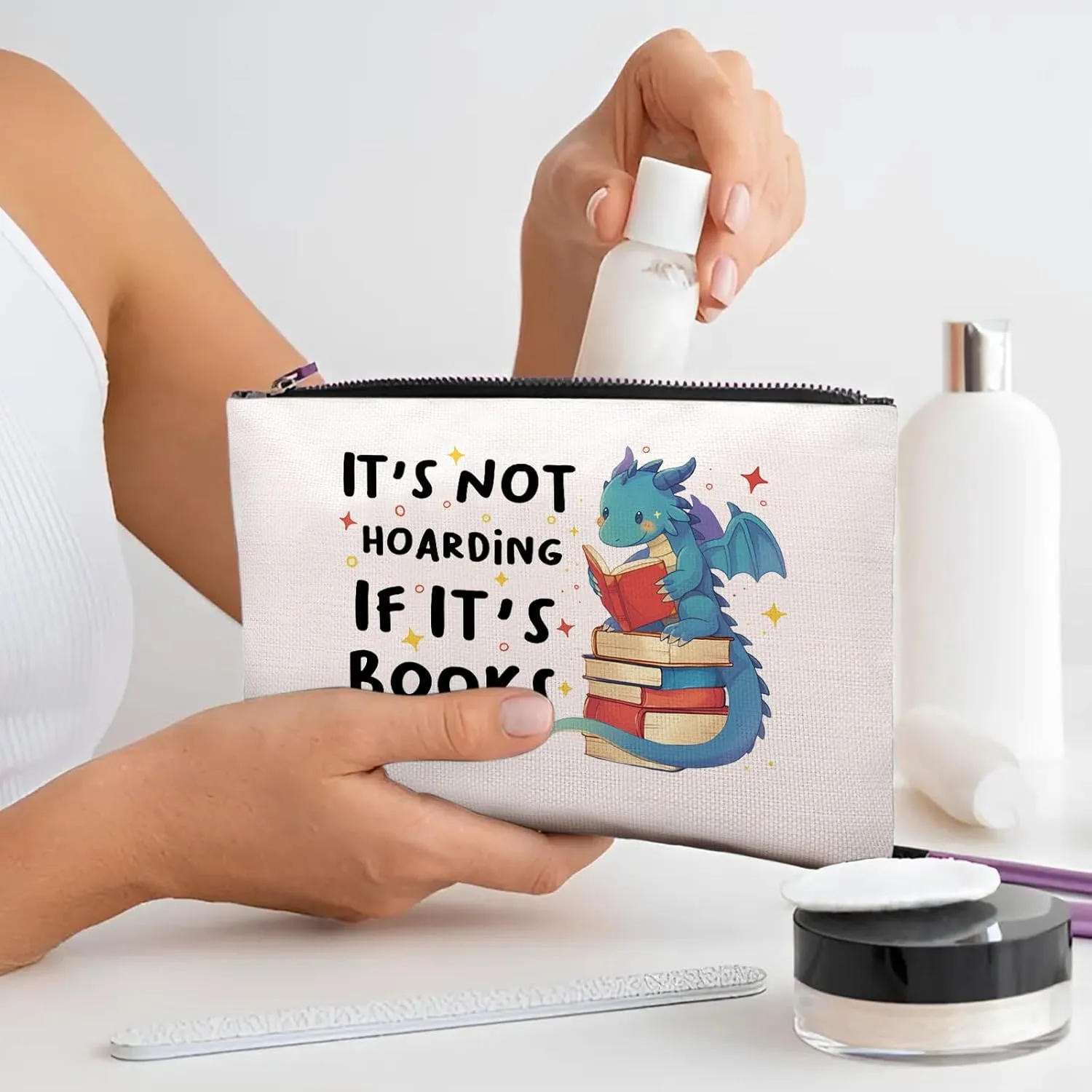 Dragon Makeup Bag, Funny Gifts For Women, Cute Dragon Cosmetic Bag, Travel Toiletry Pouch With Zipper, Birthday Anniversary Christmas Gifts For Mom Women, Travel Toiletry Bag