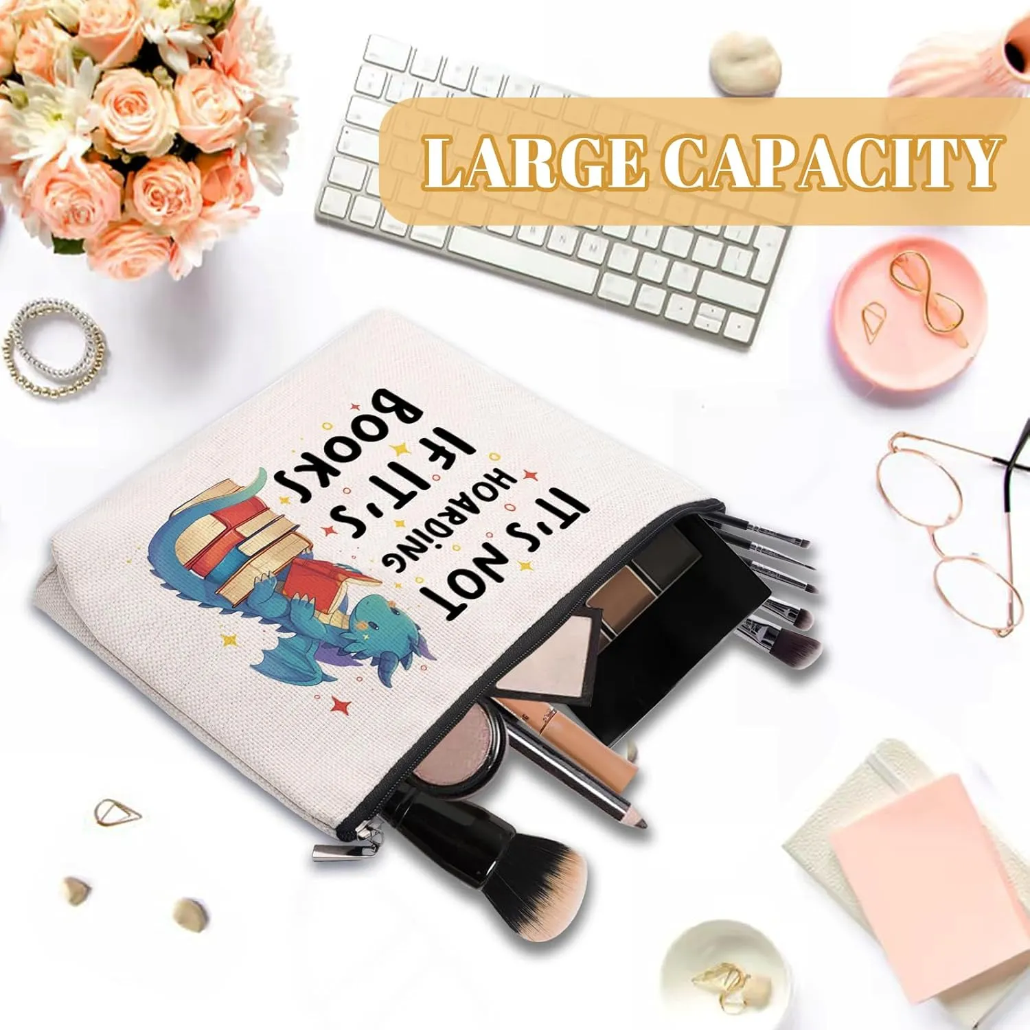Dragon Makeup Bag, Funny Gifts For Women, Cute Dragon Cosmetic Bag, Travel Toiletry Pouch With Zipper, Birthday Anniversary Christmas Gifts For Mom Women, Travel Toiletry Bag