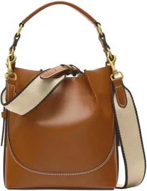 Drawstring Bucket Bag Wide Shoulder Strap Crossbody Bag Brown Tote Bag Clutch Bag Top Handle Handbag Purse