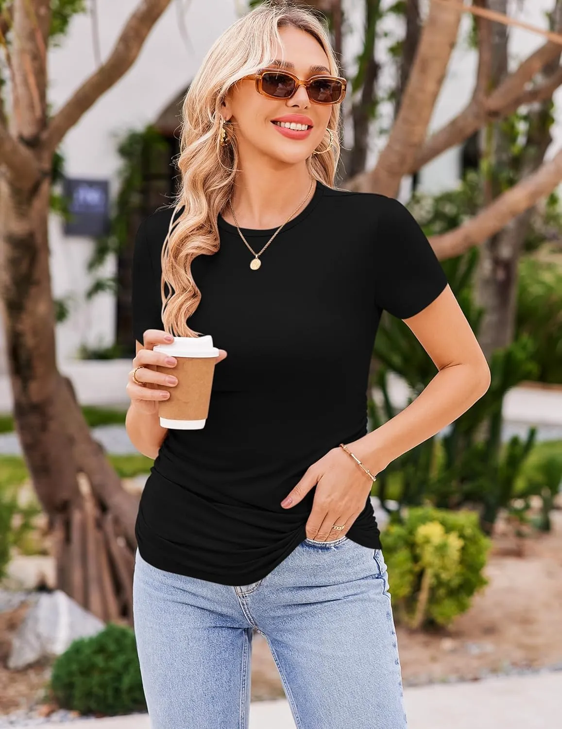 Ekouaer Womens Maternity Shirts Short Sleeve 3 Packs Crew Neck Pregnancy Tee Tops Tunic Blouse Soft Mama Clothes S-XXL