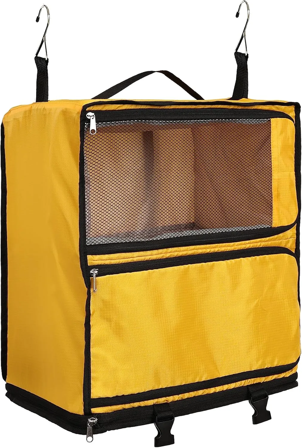 ELEZAY Hanging Packing Cubes Portable Closet 3-Shelf Travel Collapsible Compression Garment Organizer for Carry-on Luggage Suitcase Space Saver Bag XX-Large_No Side Pockets, Yellow