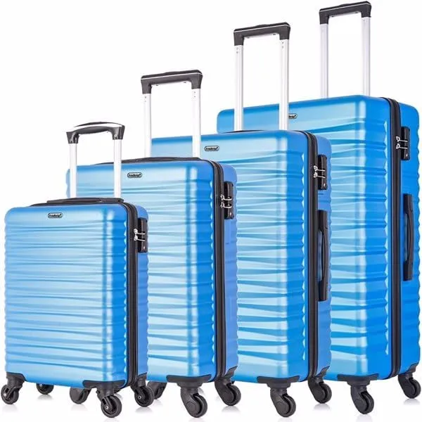 Expandable Hardshell Luggage Sets Suitcases with Spinner Wheels TSA Lock light Blue