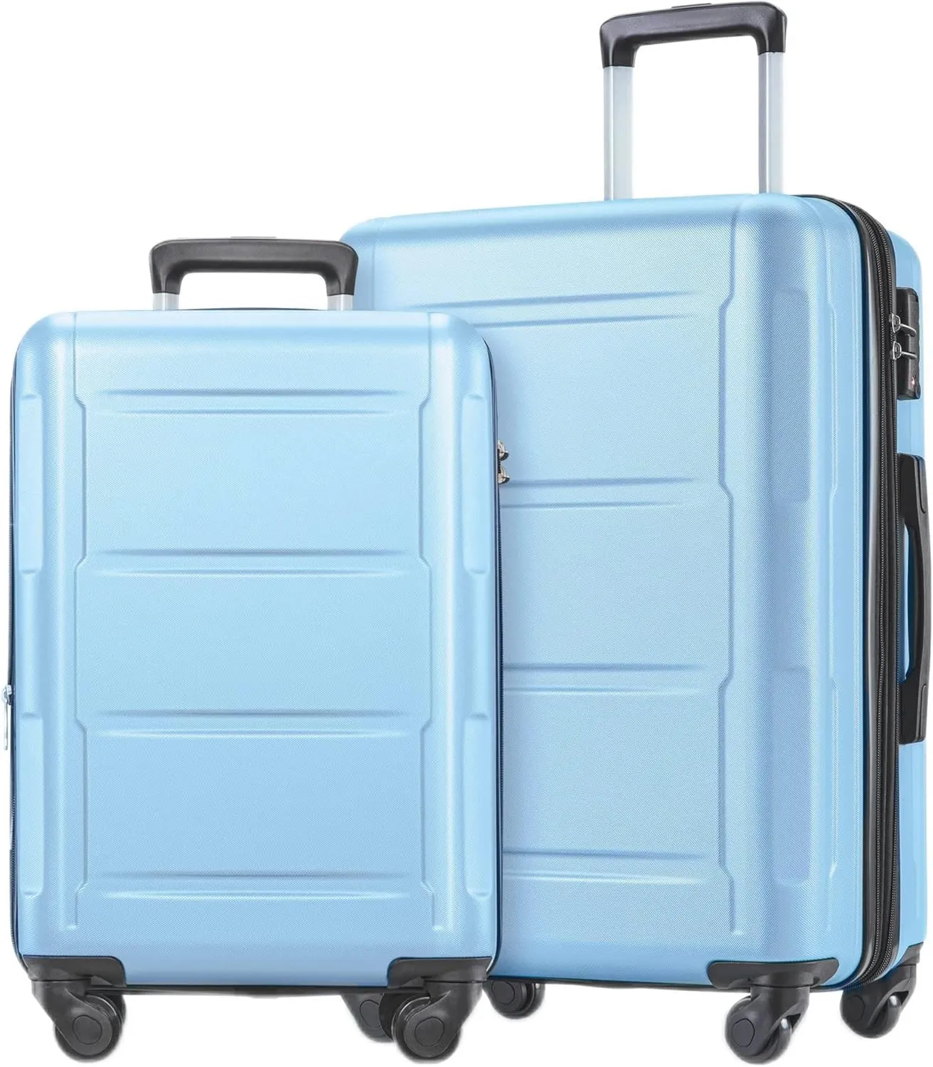 Expandable Spinner Wheel 2 Piece Luggage Set Lightweight ABS Suitcase 20inch & 24inch, Light Blue