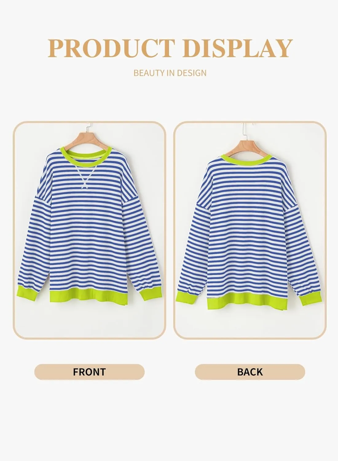 Eytino Women Plus Size Sweatshirt Striped Color Block Crew Neck Pullover Tops Long Sleeve Casual Shirt(1X-5X)
