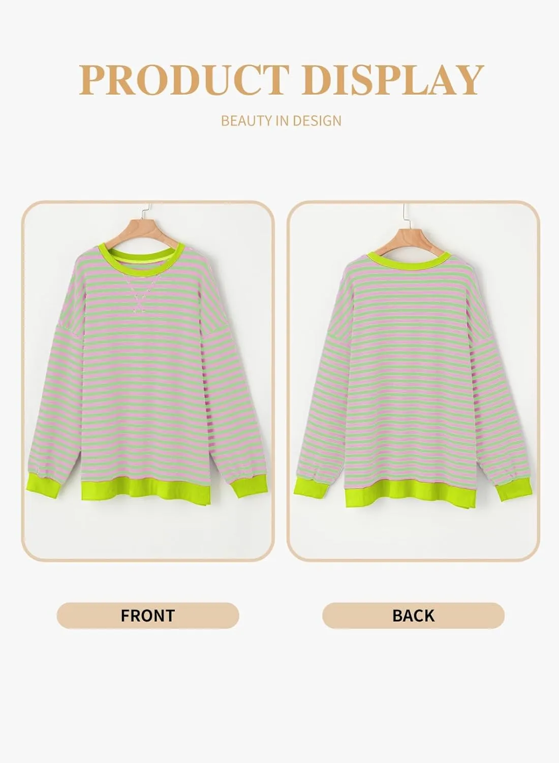 Eytino Women Plus Size Sweatshirt Striped Color Block Crew Neck Pullover Tops Long Sleeve Casual Shirt(1X-5X)