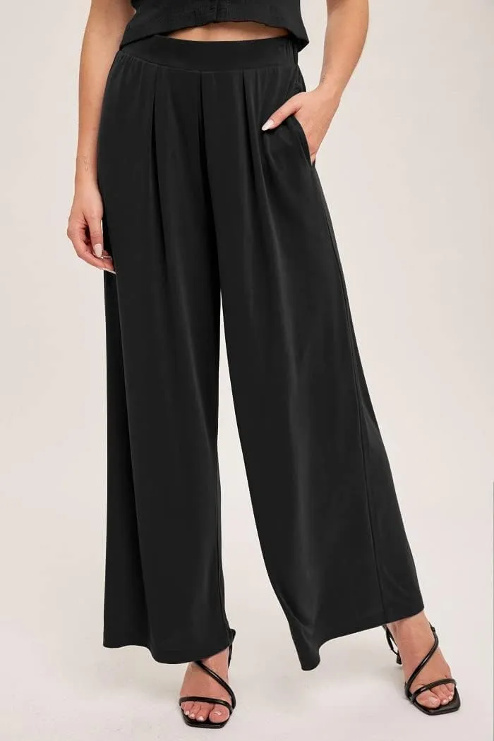 Ezbelle Women's Two Piece Outfit Short Sleeve Crewneck Crop Tops And Pockets Wide Leg Long Pants Tracksuit Sweatsuits