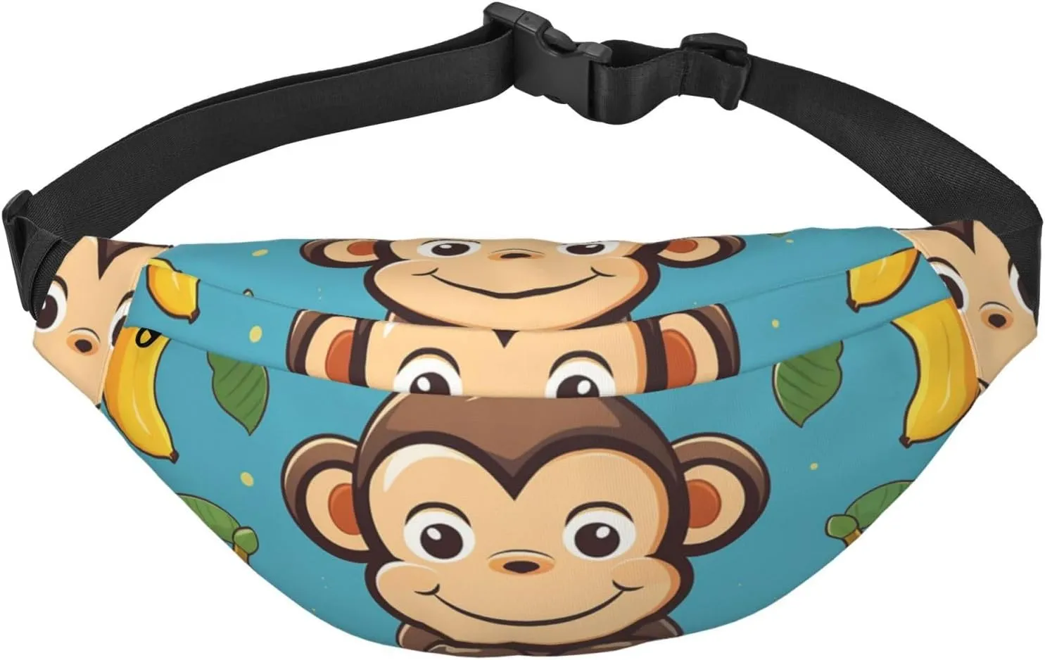 Fanny Pack Monkey And Banana Pattern Waist Pack For Women Men Waterproof Belt Bag With Adjustable Belt Casual Crossbody Bag Travel Waist Bag For Sports Running Cycling