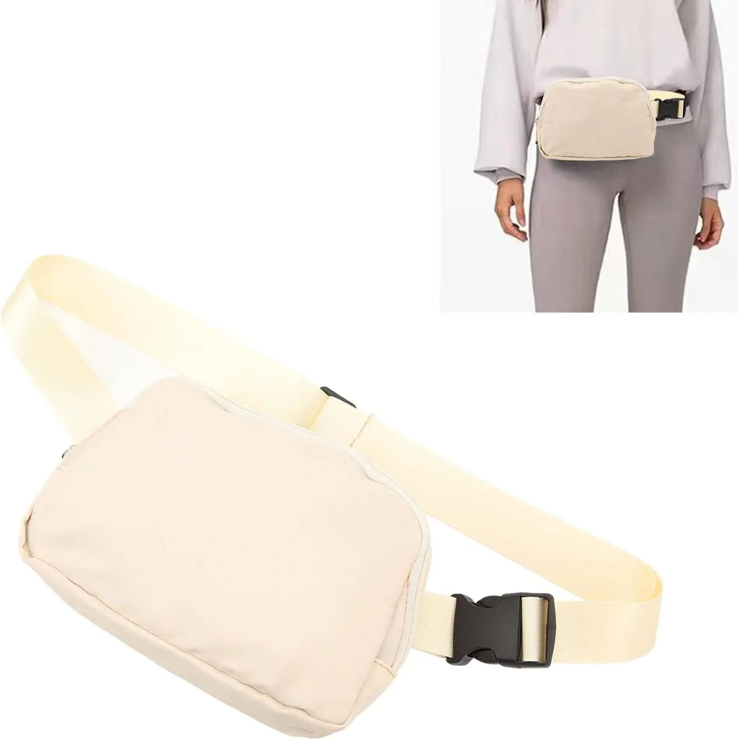 Fashion Fanny Pack Waist Pack Large Capacity Belt Pouch Adjustable Strap for Travel Sports (Nude)