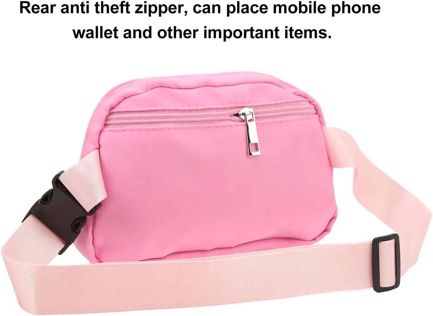 Fashion Fanny Pack Waist Pack Large Capacity Belt Pouch Adjustable Strap for Travel Sports (Pink)