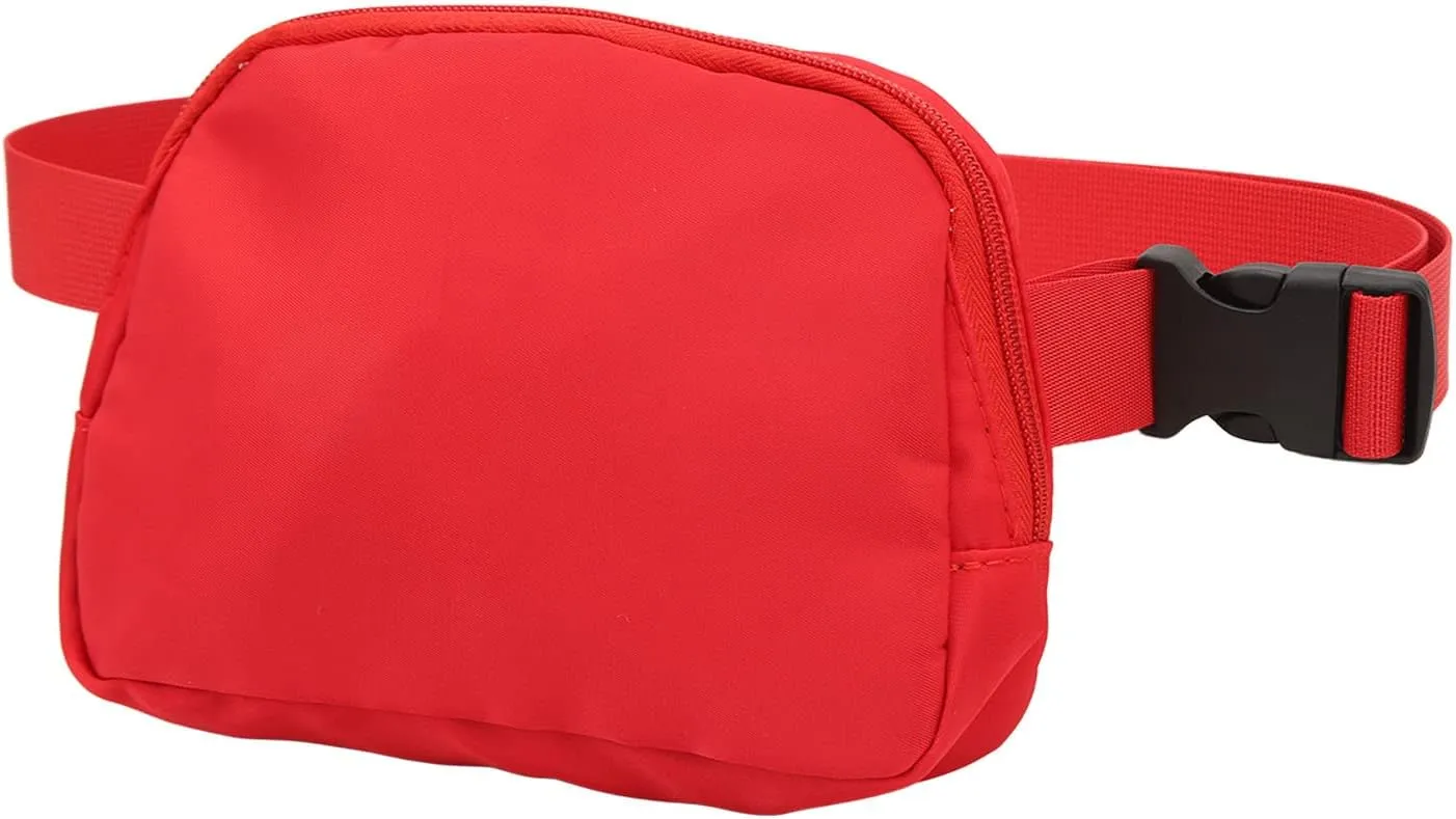 Fashion Fanny Pack Waist Pack Large Capacity Belt Pouch Adjustable Strap for Travel Sports (Red)