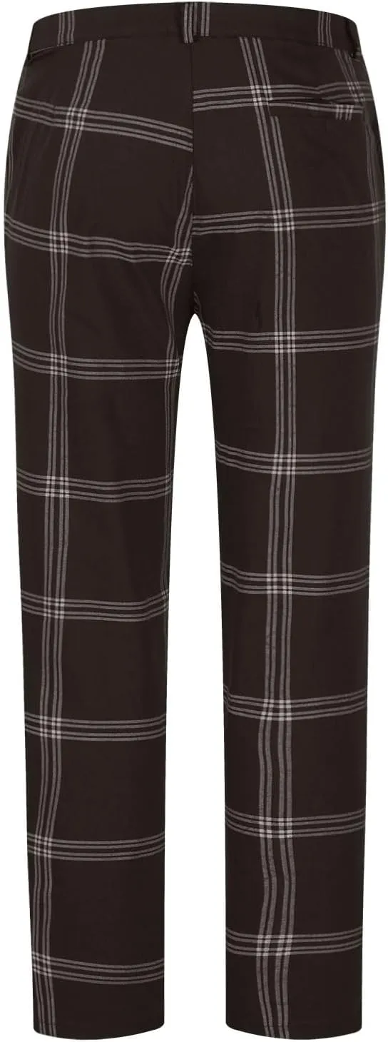 Finelylove Mens Plaid Pants Fashion Stretch Skinny Dress Pants Slim Fit Flat Front Chino Pants Casual Golf Slacks