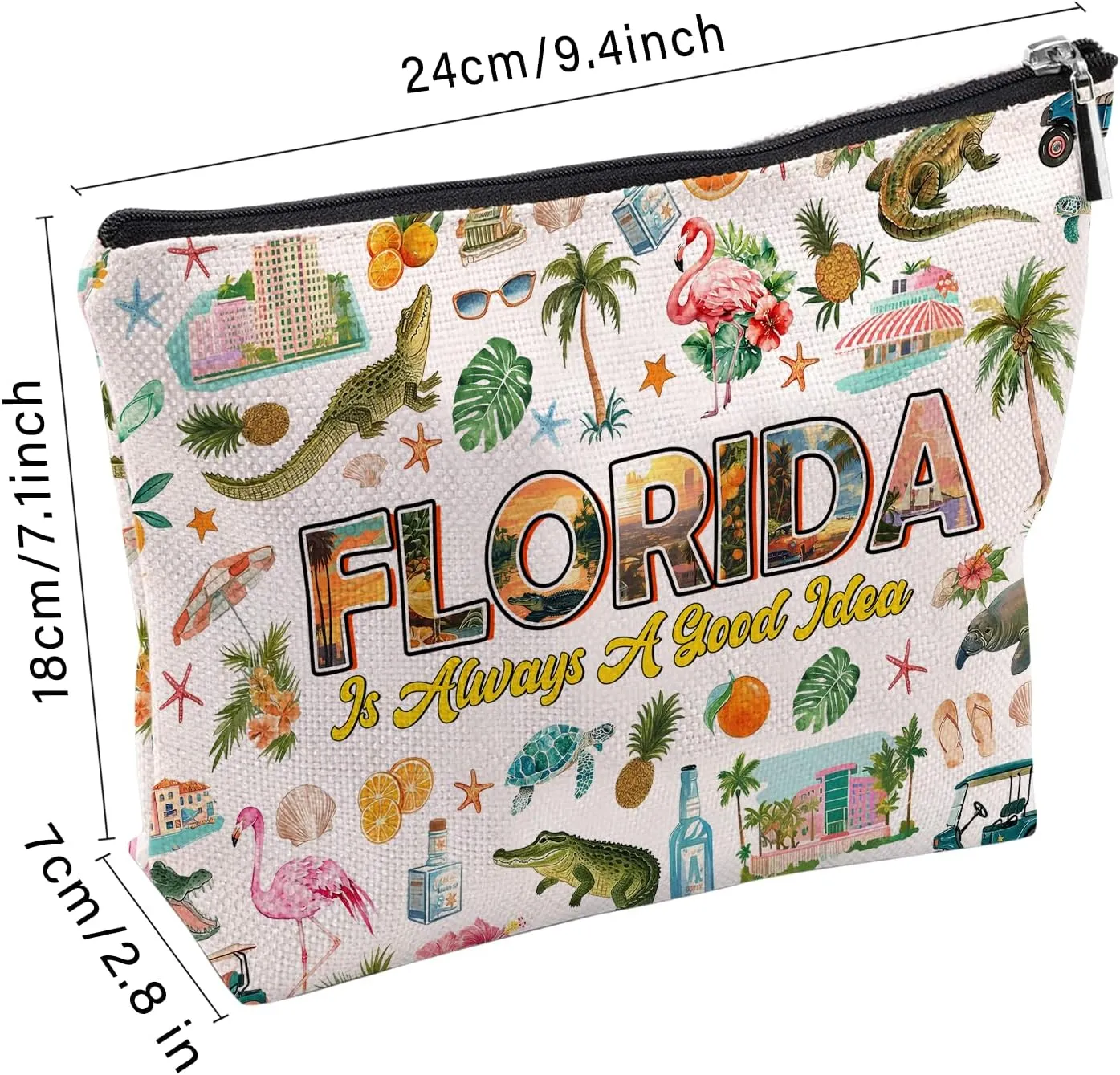 Florida Makeup Bag, Florida Gifts For Women Friends, Vacation Souvenirs Makeup Pouch, Travel Toiletry Bag With Zipper, Birthday Anniversary Christmas Gifts For Best Friend Bestie Her