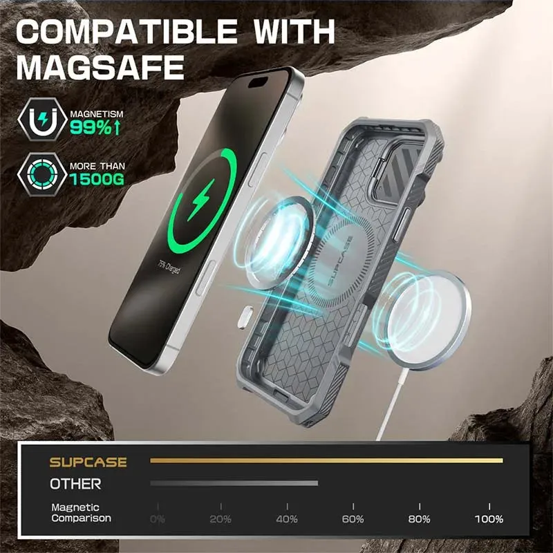 For Iphone 16 Pro 6.3" Ub Mag Xt Heavy Duty Rugged Strong Magnetic Phone Case with Camera Cover