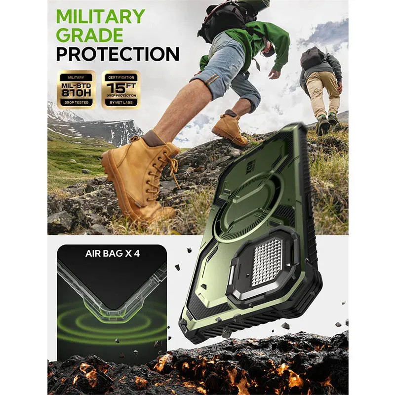 For Iphone 16E Armorbox Full-Body Heavy Duty Military-Grade Protection Rugged Magnetic Phone Case With Stand