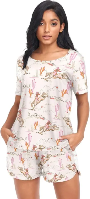 Fur Seals Pajama for Women Short Sleeve Pj Set Soft with Pockets Lounge Sleepwear 2 Piece