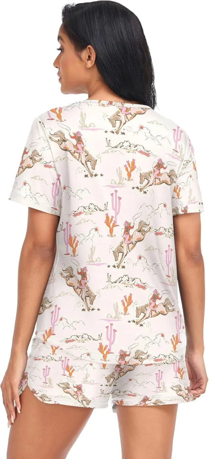 Fur Seals Pajama for Women Short Sleeve Pj Set Soft with Pockets Lounge Sleepwear 2 Piece