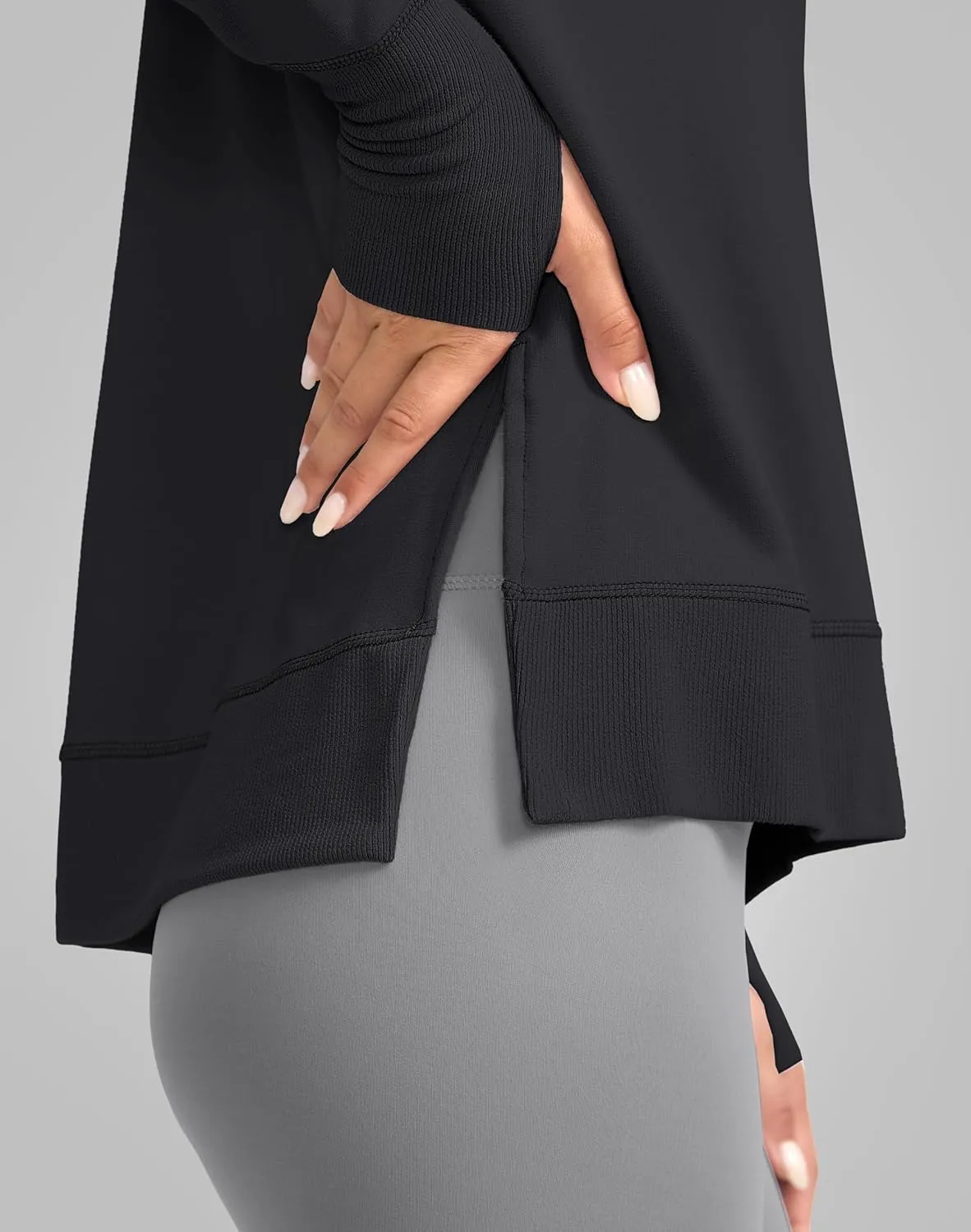 G Gradual Sweatshirt for Women Buttery Soft Yoga Tops Crewneck Modal Pullover Shirts Side Slit Thumb Holes