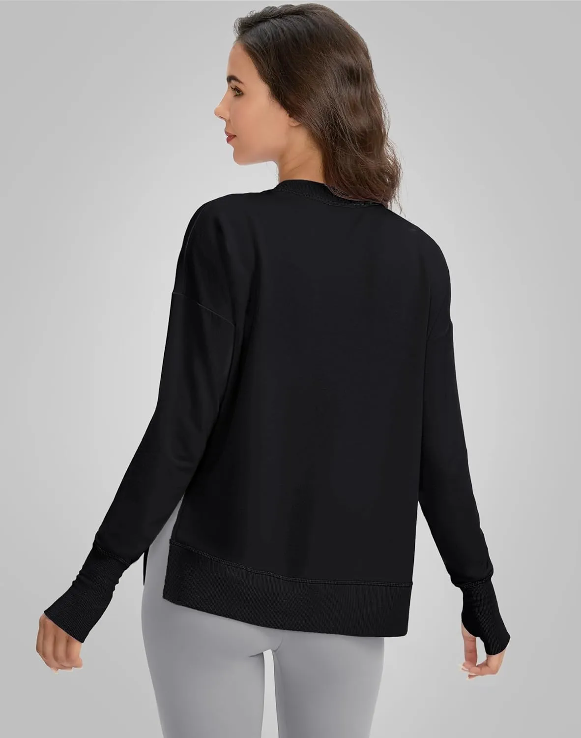 G Gradual Sweatshirt for Women Buttery Soft Yoga Tops Crewneck Modal Pullover Shirts Side Slit Thumb Holes