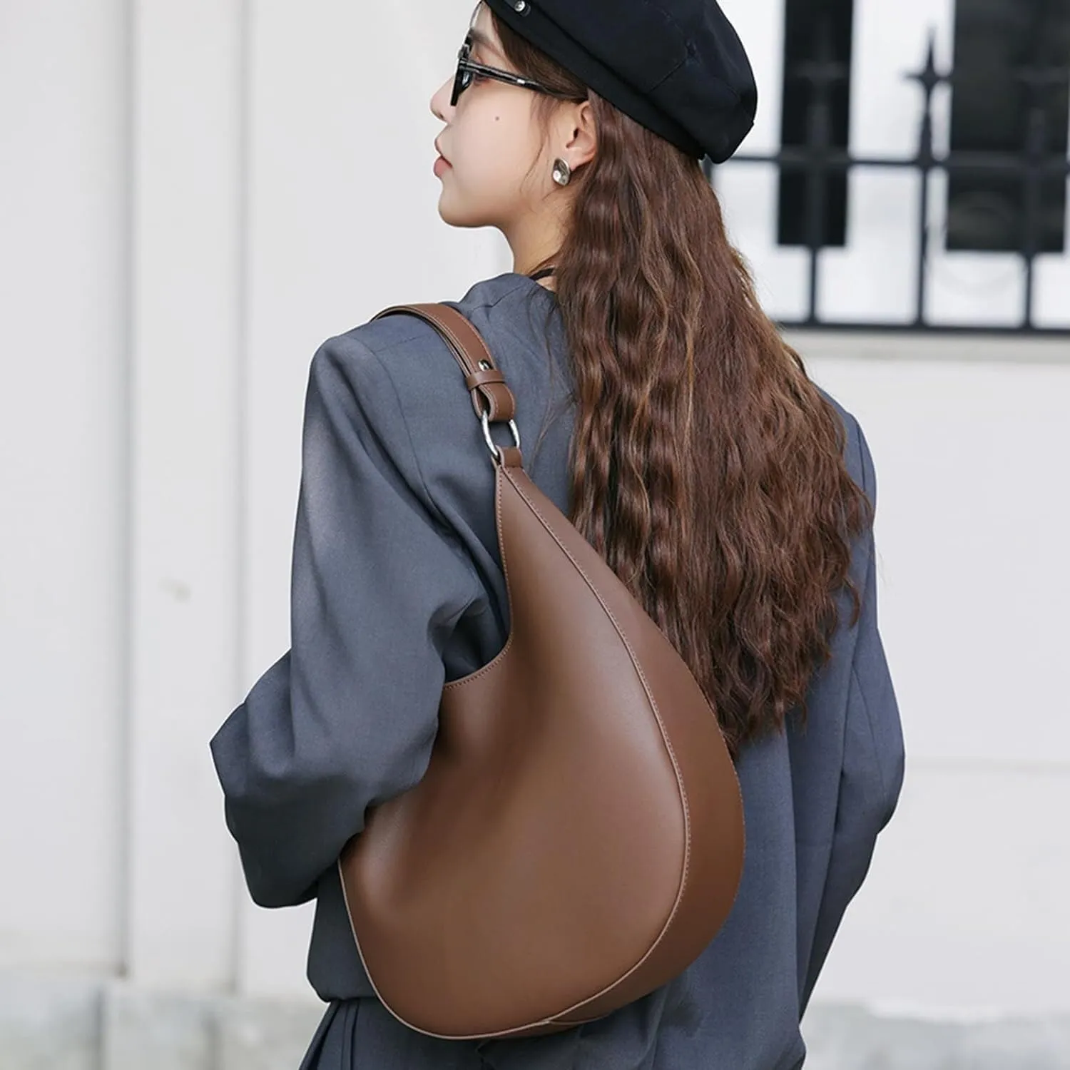 Genuine Leather Hobo Bags for Women Shoulder Tote Purses Top Handle Satchel Bag with Adjustable Strap