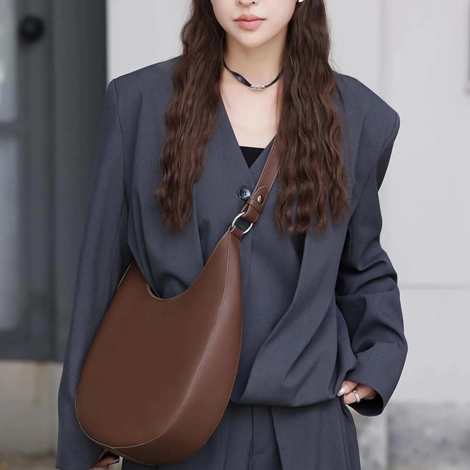 Genuine Leather Hobo Bags for Women Shoulder Tote Purses Top Handle Satchel Bag with Adjustable Strap