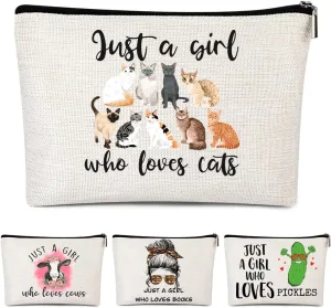 Gift for Best Friends Woman Female - Cosmetic Make Up Pouch Travel Toiletry Case with Trendy Cat Aesthetic Design for Teen s Birthday Going-away Coworker