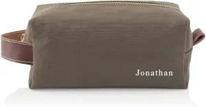 GiftsForYouNow Embroidered Name Light Brown Personalized Dopp Kit, Canvas Material, Custom Toiletry Bag