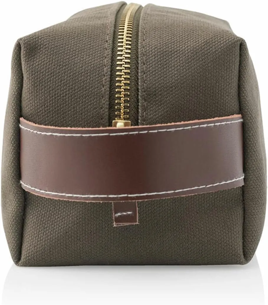 GiftsForYouNow Embroidered Name Light Brown Personalized Dopp Kit, Canvas Material, Custom Toiletry Bag