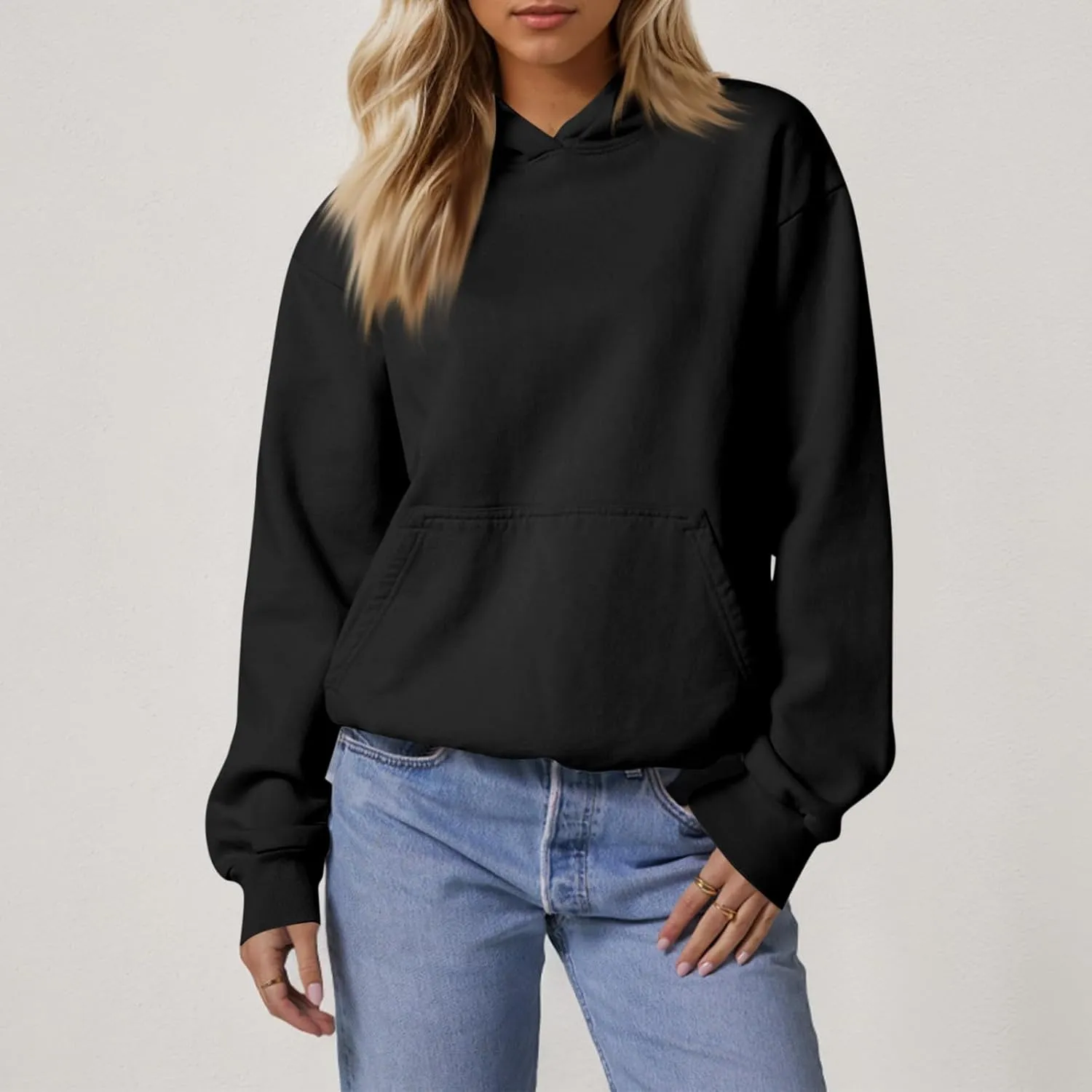 GOFULY Womens Hoodie Fleece Sweatshirt Winter Oversized Cotton Hoodie Casual Soft Fall Solid Color Long Sleeve Tops Clothes