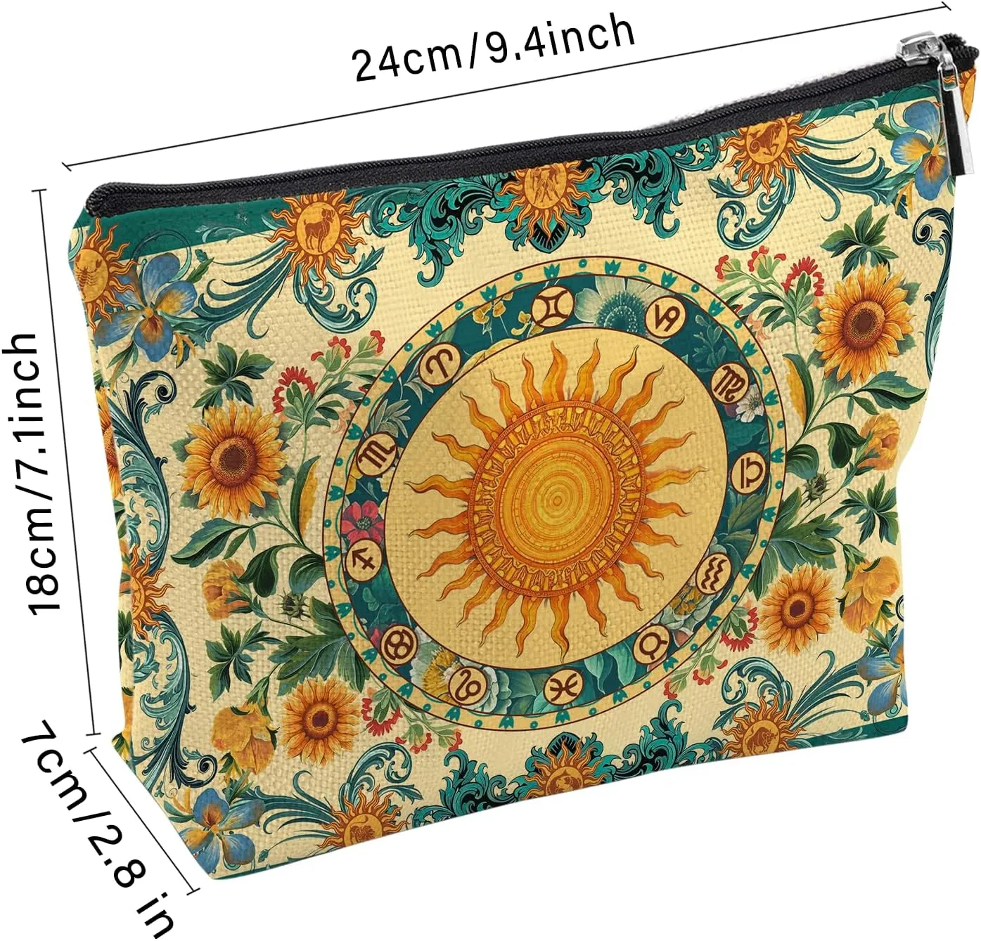 Golden Sun Galaxies Makeup Bag, Sunflowers Gifts For Astronomy Enthusiasts, Fashion Astronomy Makeup Pouch, Travel Toiletry Bag With Zipper, Birthday Christmas Gifts For Women Friend
