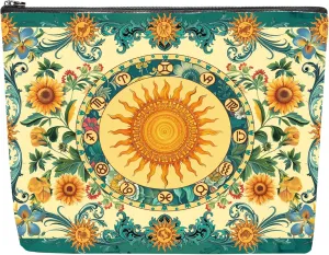 Golden Sun Galaxies Makeup Bag, Sunflowers Gifts For Astronomy Enthusiasts, Fashion Astronomy Makeup Pouch, Travel Toiletry Bag With Zipper, Birthday Christmas Gifts For Women Friend