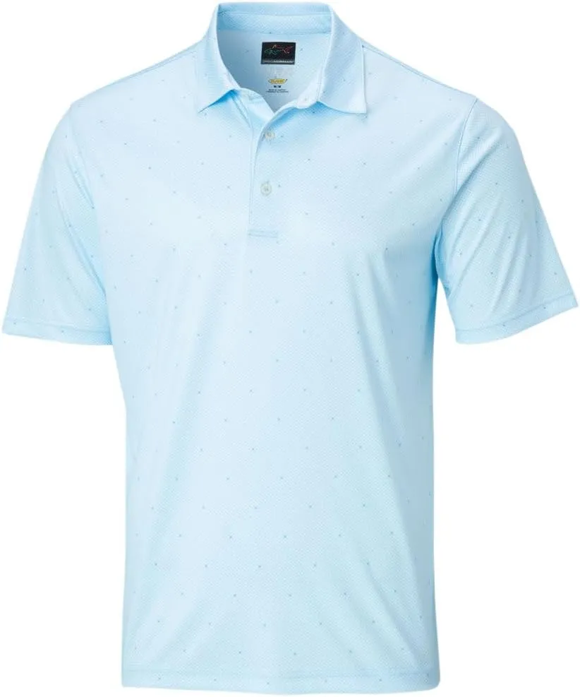 Greg Norman Gn Collection Men's Ml75 Microlux Print Golf Polo Light Blue S