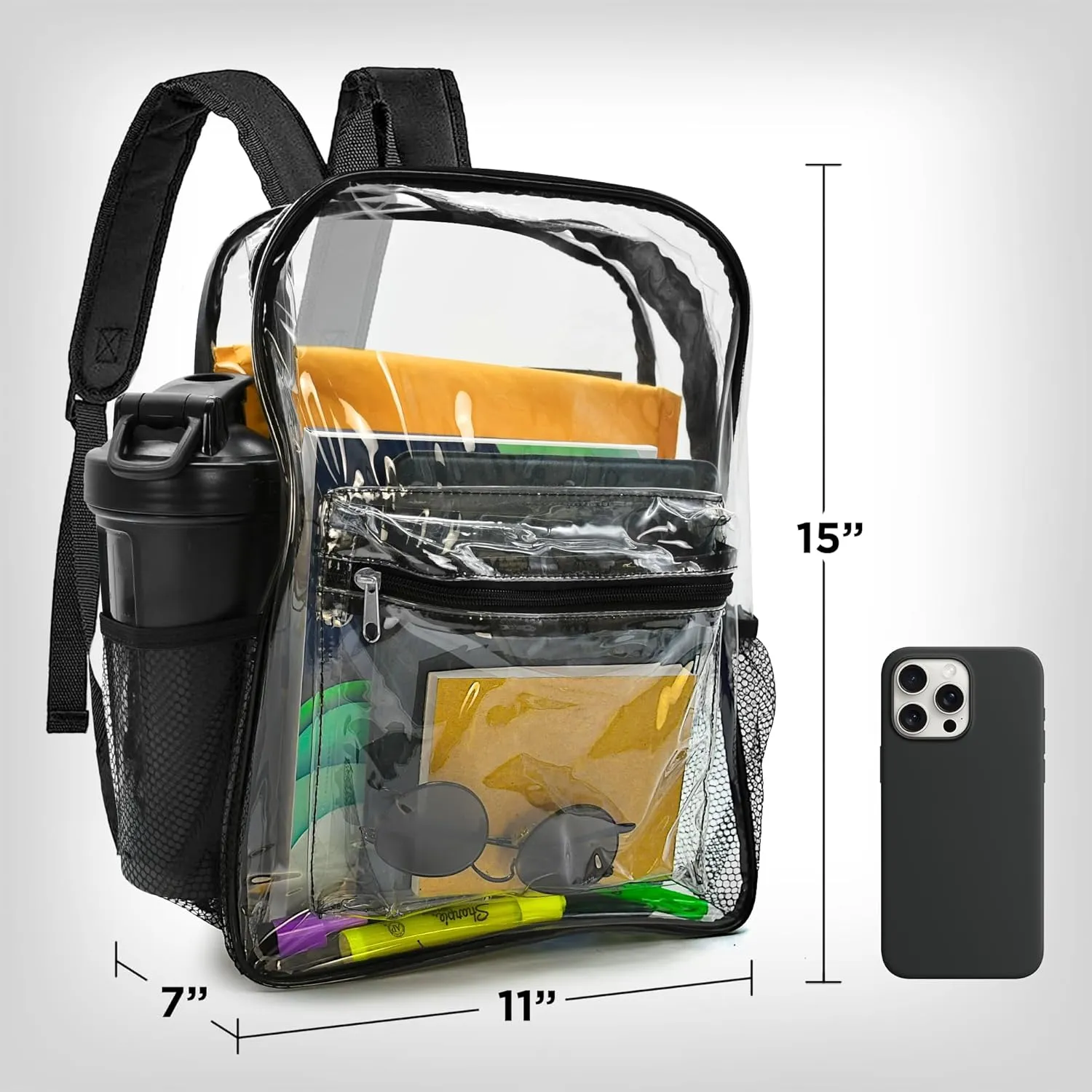 Guard Dog Security Clear Bag - Transparent Backpack for Sports Event and Concerts, 15 x 11 x 5 inches, Small