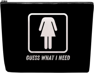 Guess What I Need Makeup Bag, Funny Sarcastic For Women Friends, Black Makeup Pouch, Travel Toiletry Bag With Zipper, Birthday Anniversary Christmas Gifts For Best Friend Bestie Her
