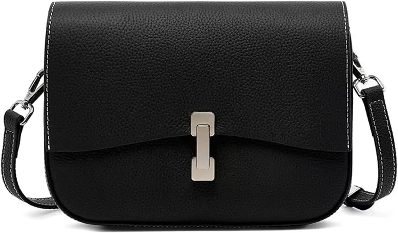 Handbag, Saddle Bag, Light Luxury Leather Women's Bags, Shoulder Bag (Black)