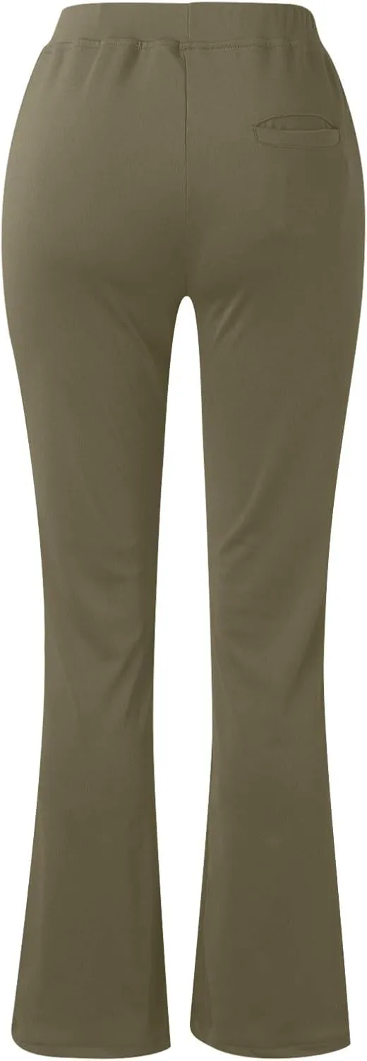High Waisted Dress Pants for Women Stretchy Straight Leg Pant Work Trouser Business Office Casual Slacks with Pockets