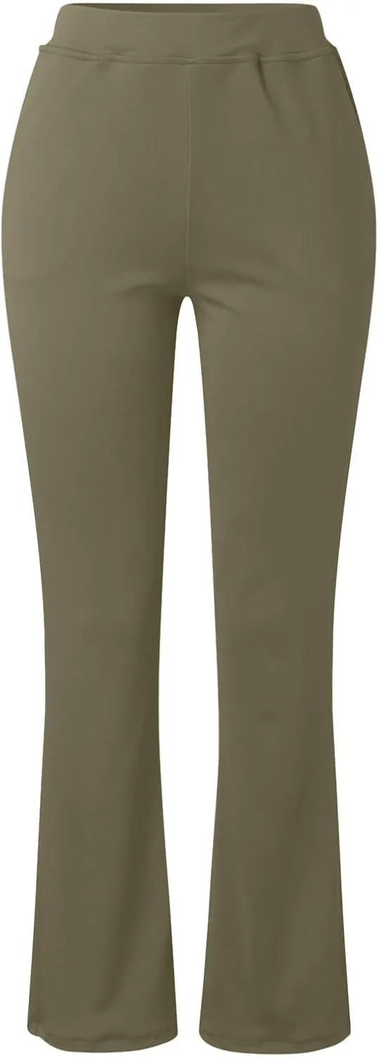 High Waisted Dress Pants for Women Stretchy Straight Leg Pant Work Trouser Business Office Casual Slacks with Pockets
