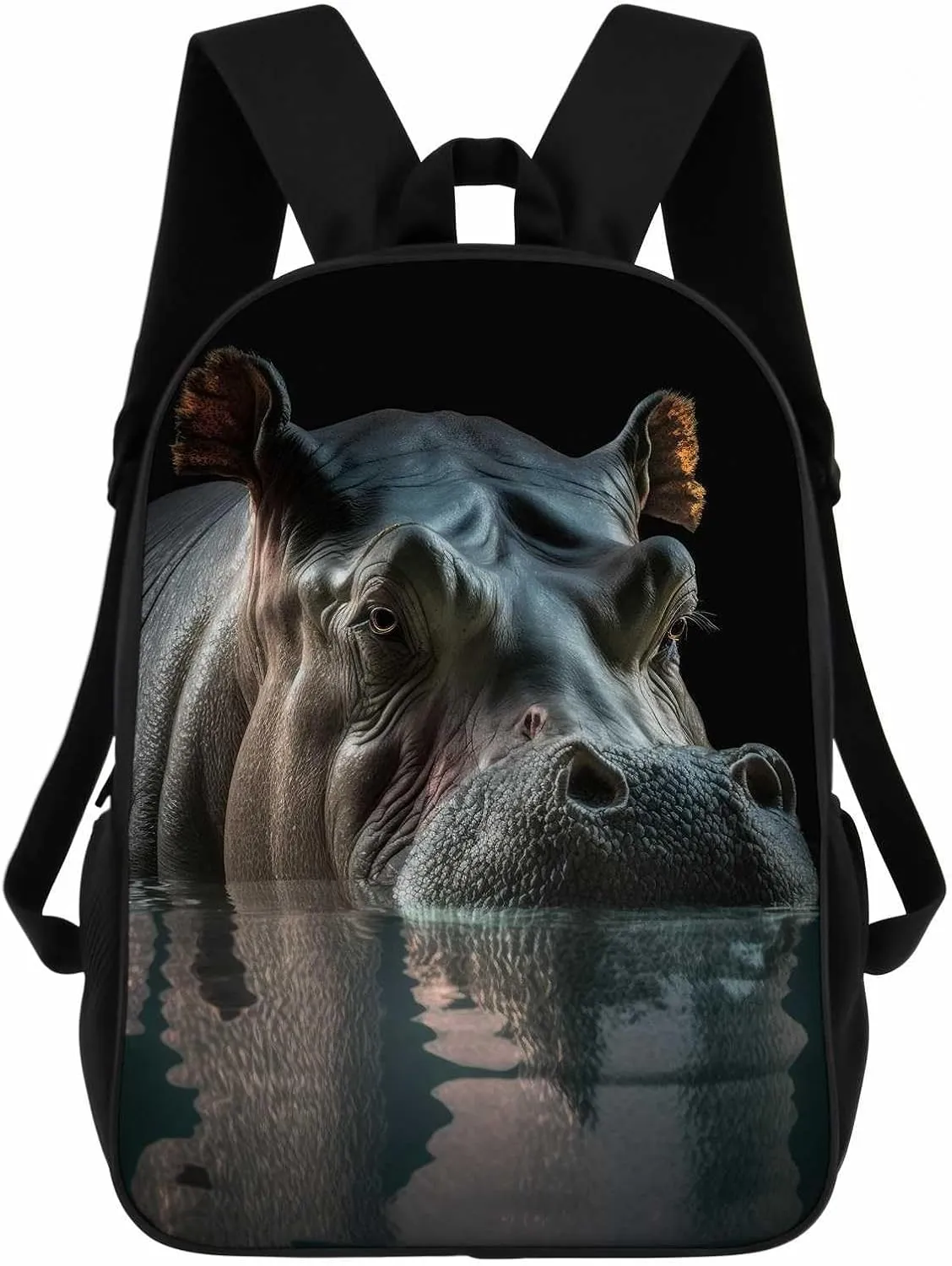Hippopotamus Backpack Casual Daypack Wild Animal Print Laptop Bag Bookbag for Work Travel Hiking 17 Inch Style 3