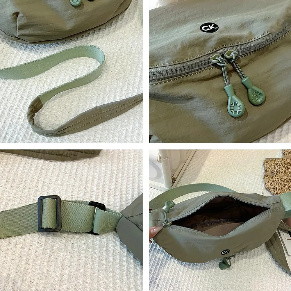 Hobo Bag for Women Crescent Crossbody Handbag Nylon Dumpling Purse with Adjustable Strap