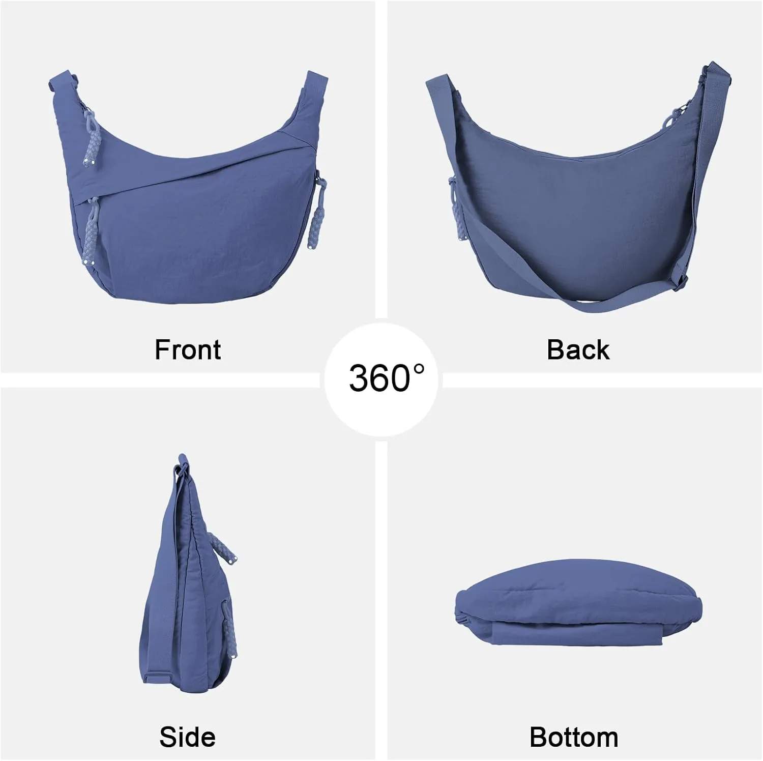 Hobo Bag for Women Men Crescent Crossbody Bag Small Shoulder Nylon Dumpling Bag with Adjustable Strap