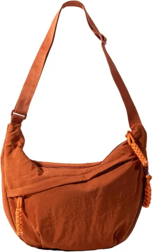 Hobo Bag for Women Men Crescent Crossbody Bag Small Shoulder Nylon Dumpling Bag with Adjustable Strap