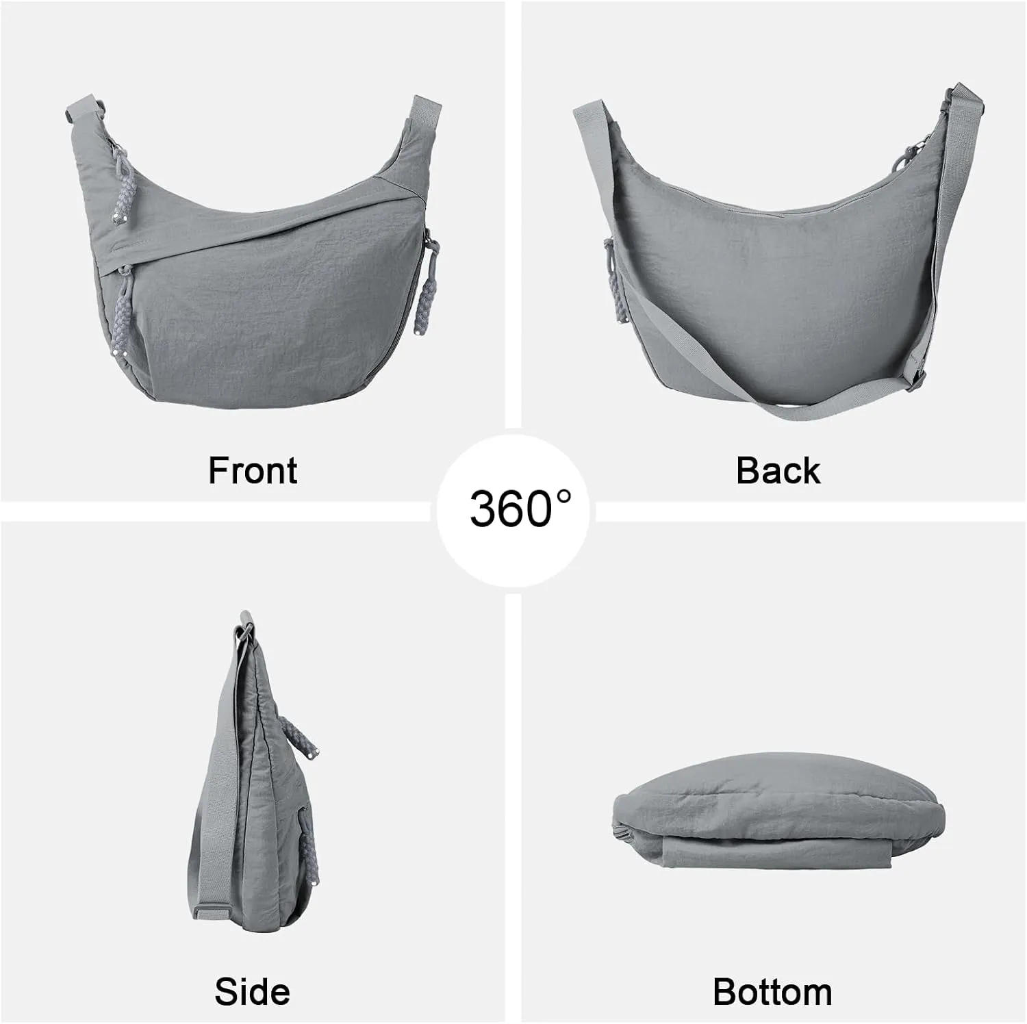 Hobo Bag for Women Men Crescent Crossbody Bag Small Shoulder Nylon Dumpling Bag with Adjustable Strap