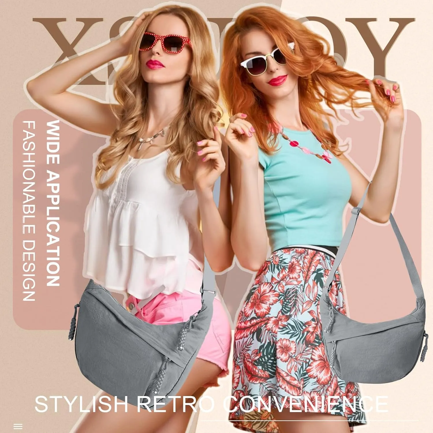 Hobo Bag for Women Men Crescent Crossbody Bag Small Shoulder Nylon Dumpling Bag with Adjustable Strap