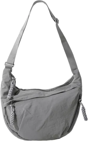 Hobo Bag for Women Men Crescent Crossbody Bag Small Shoulder Nylon Dumpling Bag with Adjustable Strap