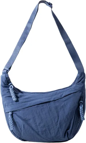 Hobo Bag for Women Men Crescent Crossbody Bag Small Shoulder Nylon Dumpling Bag with Adjustable Strap
