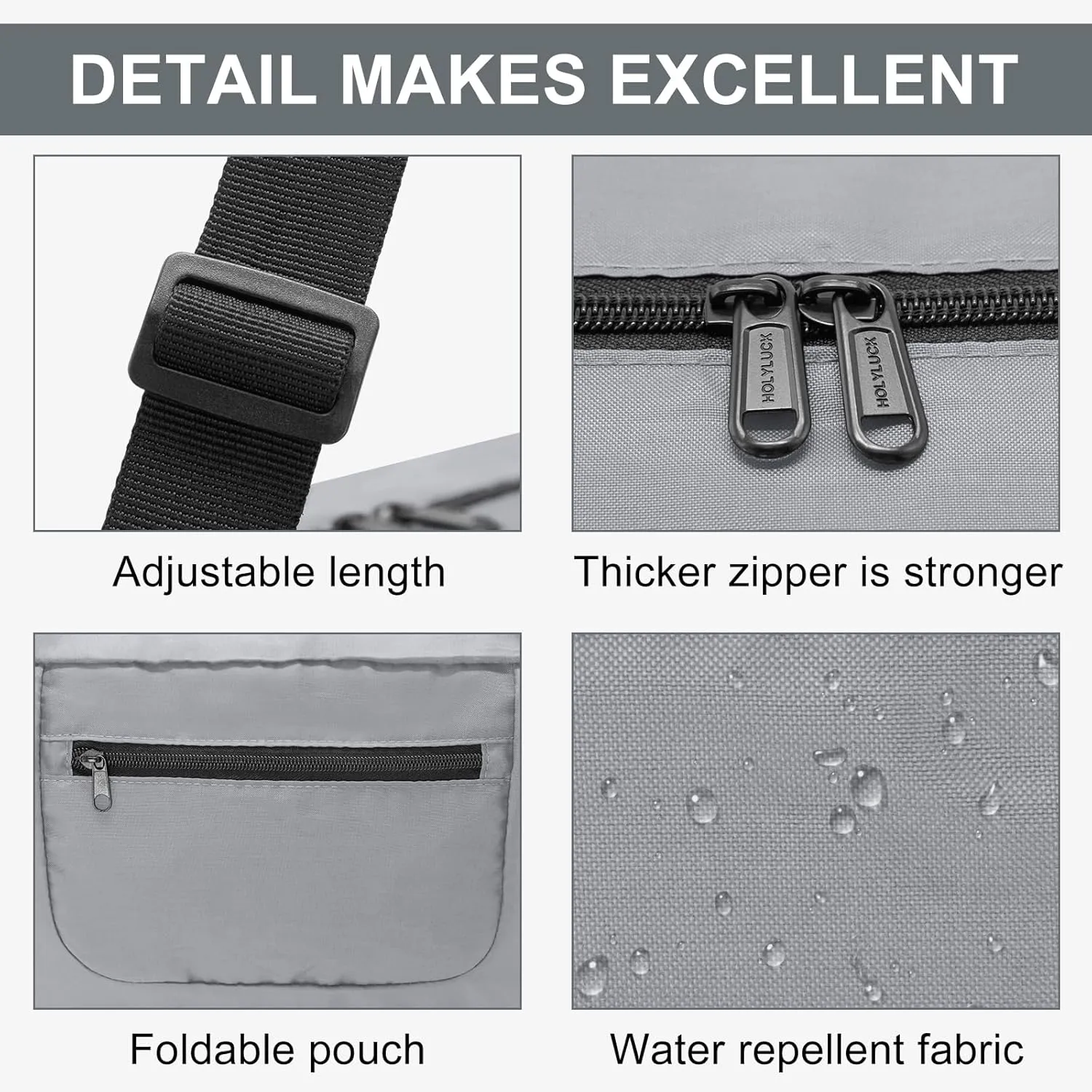 HOLYLUCK Foldable Travel Duffel Bag For Women & Men Luggage Great for Gym -Light grey